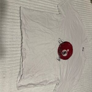 White T-Shirt with Red Graphic